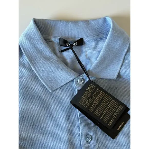 Versace Medusa Piquet Cotton Blue Short Sleeve Polo Shirt 5XL A89507S NWT